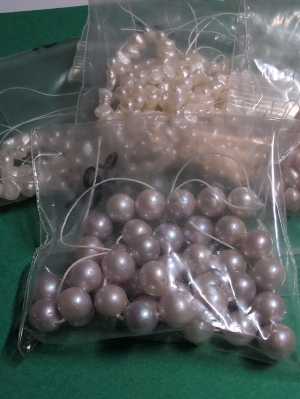 Pearl Bead Partial Strands in Cream and Pink - Picture 2 of 4